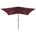 thumbnail image 1 of Parasol SKM con luces LED y poste de acero rojo burdeos 2 m x 3 m, 1 of 9
