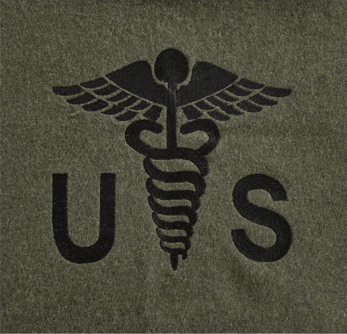 U.S. Military Medical Wool Blanket 64" x 90" Army Replica Emergency Blanket - Wool Blend, Olive Drab