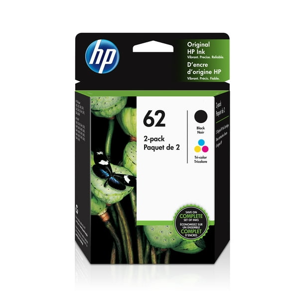 HP 62 Ink Cartridges - Black, Tri-color, 2 Cartridges (N9H64FN