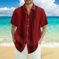 thumbnail image 2 of Lumtrix Cuban Guayabera Shirts for Men Short Sleeve Casual Button Down Hawaiian Shirt Band Collar Beach Camp Mexican Shirt Red L, 2 of 5
