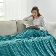 Nestl Cut Plush Fleece Blanket, Soft Lightweight Fuzzy Luxury Throw Size Bed Blankets for Bed, Throw, Teal