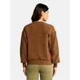 thumbnail image 3 of Time and Tru Women's Reverse Fleece Pullover Sweatshirt, XS-XXXL, 3 of 5