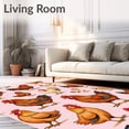 thumbnail image 2 of ODIKA 3'x5' Machine Washable Non-Slip Area Rug, Classic Poultry Yard Scene Accent with Nostalgic Country Vibes High Traffic Rug with Pad, Pink, 621982, 2 of 8