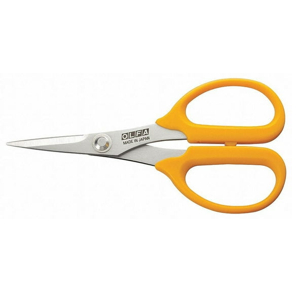 OLFA Stainless Steel Pointed Applique Scissors, 5", Yellow