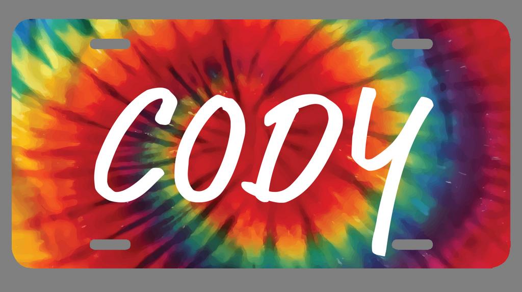 Cody Name Tie Dye Style License Plate Tag Vanity Novelty Metal UV