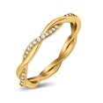 thumbnail image 3 of Yellow Tone, Simulated Cubic Zirconia Size-6 Full Eternity Crisscross Band Wedding Ring 925 Sterling Silver, 3 of 7