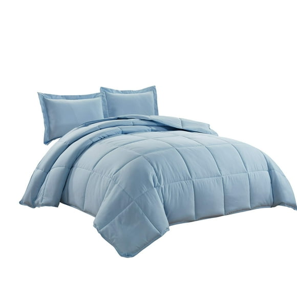 Chezmoi Collection 3-Piece Down Alternative Comforter Set - Lightweight All Seasons Luxurious Brushed Microfiber Comforter (Oversized Queen, Chambray Blue)