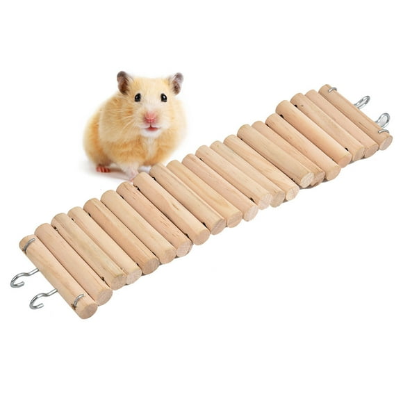 Escalera De Madera Para Hámster, 7,5 X 30 Cm, Animales Pequeños, Mascotas, Puente Colgante, Juguete Para Pájaros Con Ganchos De Metal Para Rechinar Los Dientes, Colgar En La