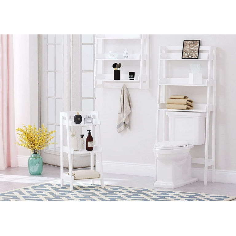 White 3-Tier Wood Bath Organizer Shelf