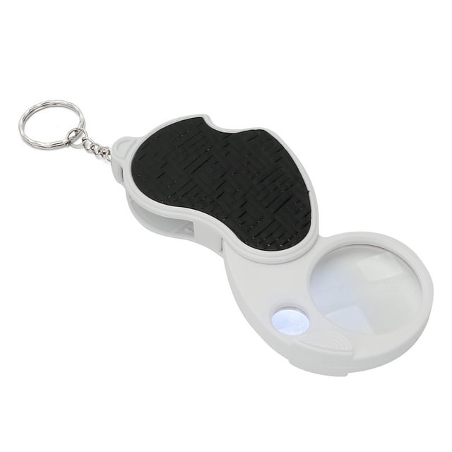 Mini Magnifier, Premium Handheld Magnifying Glass PU Leather With Light For Seniors Reading For Low Vision For Inspection Silver,Black