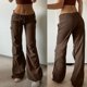 thumbnail image 2 of Gibobby Pantalones deportivos para mujer Pantalones Cargo holgados con bolsillo para mujer, estética, Vintage, cintura elástica individualizada(Marrón,XL), 2 of 4