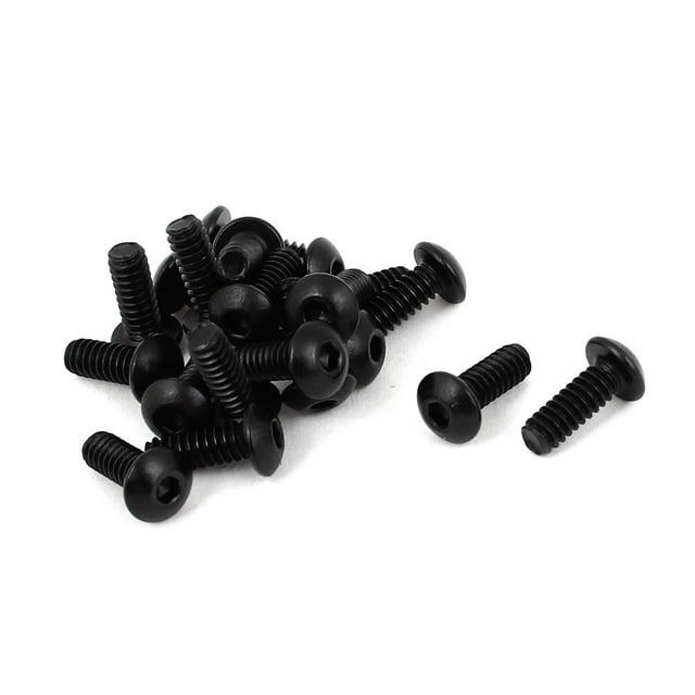 Unique Bargains #6-32 x 3/8' UNC Alloy Steel Hex Socket Button Head Machine Screws Black 20 Pcs