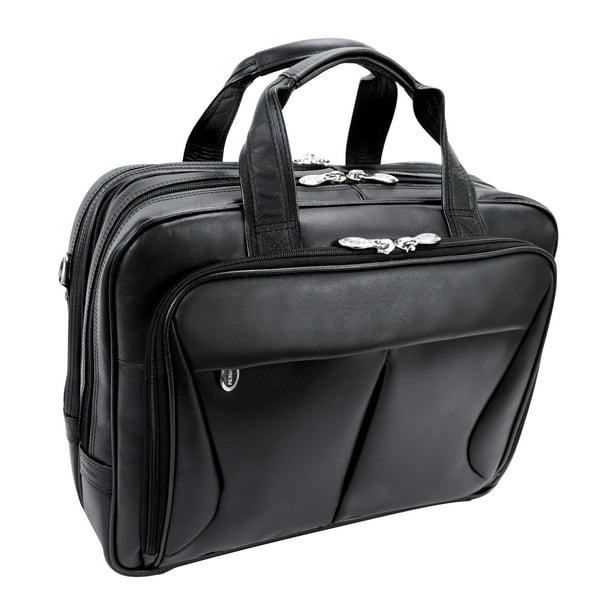 mcklein leather double compartment laptop case