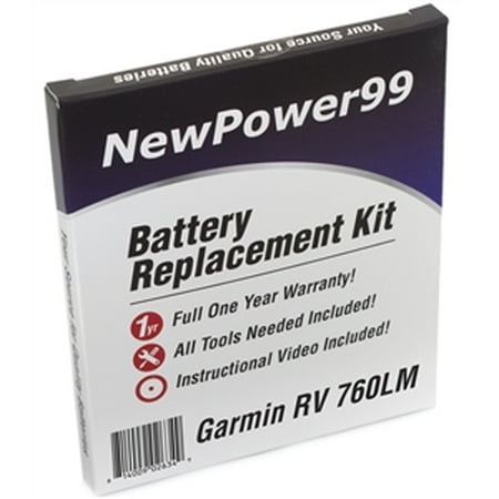 Garmin RV 760LM Battery Battery Replacement Kit with Tools, Video Instructions, Extended Life Battery and Full One Year (Best Rv Extended Warranty Reviews)