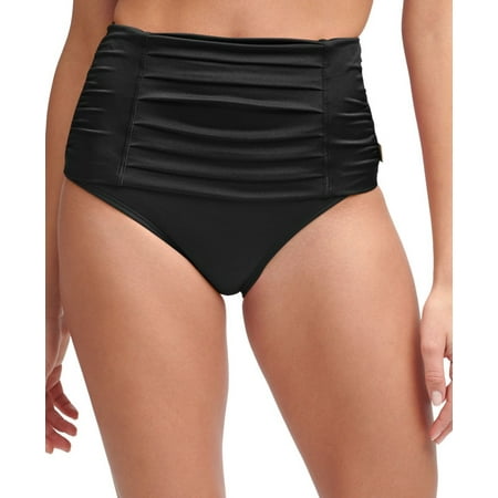 Calvin Klein BLACK Pleated High-Waist Bikini Swim Bottom  US Large