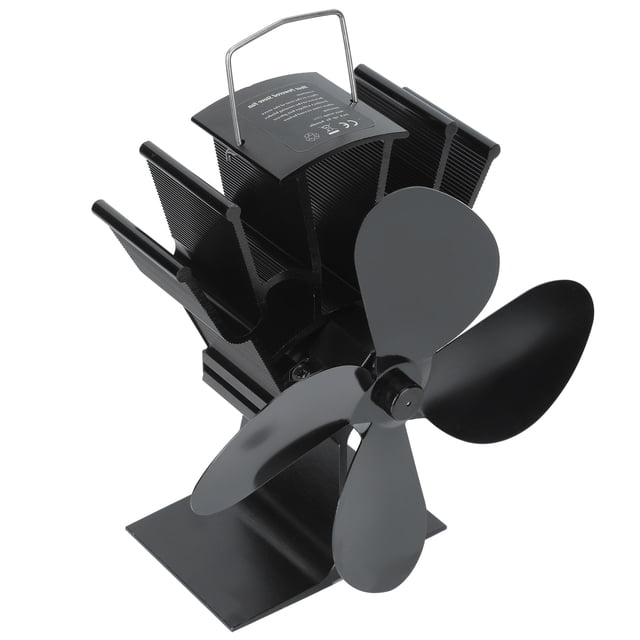 Cergrey Ventilateur de Poêle à 4 Pales, Ventilateur de Poêle à Bois à 4 Pales Alimenté par la Chaleur pour la Circulation de Chaleur à Domicile, Ventilateur de Cheminée