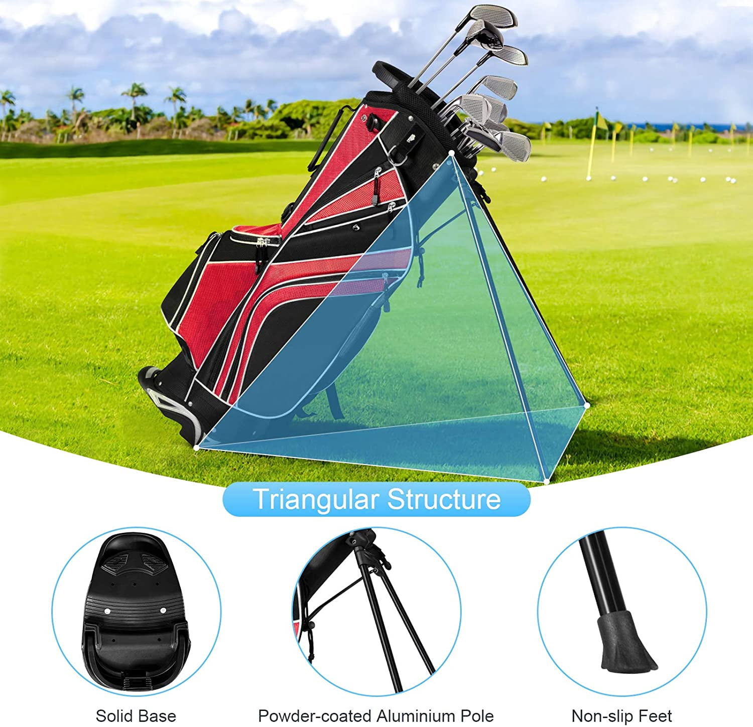 Neatifyes Golf Stand Bag with 6 Way Top Dividers, Lightweight Golf Bag with Adjustable Dual Strap & 8 Pockets, Waterproof Rain Hood, Portable for Men Women