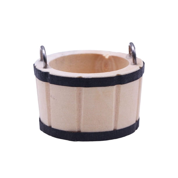 Cubo para casa de muñecas 1/12, accesorios de decoración para casa de muñecas, modelo de escena en miniatura DIY Color de la madera perfke Cubo de casa de muñecas