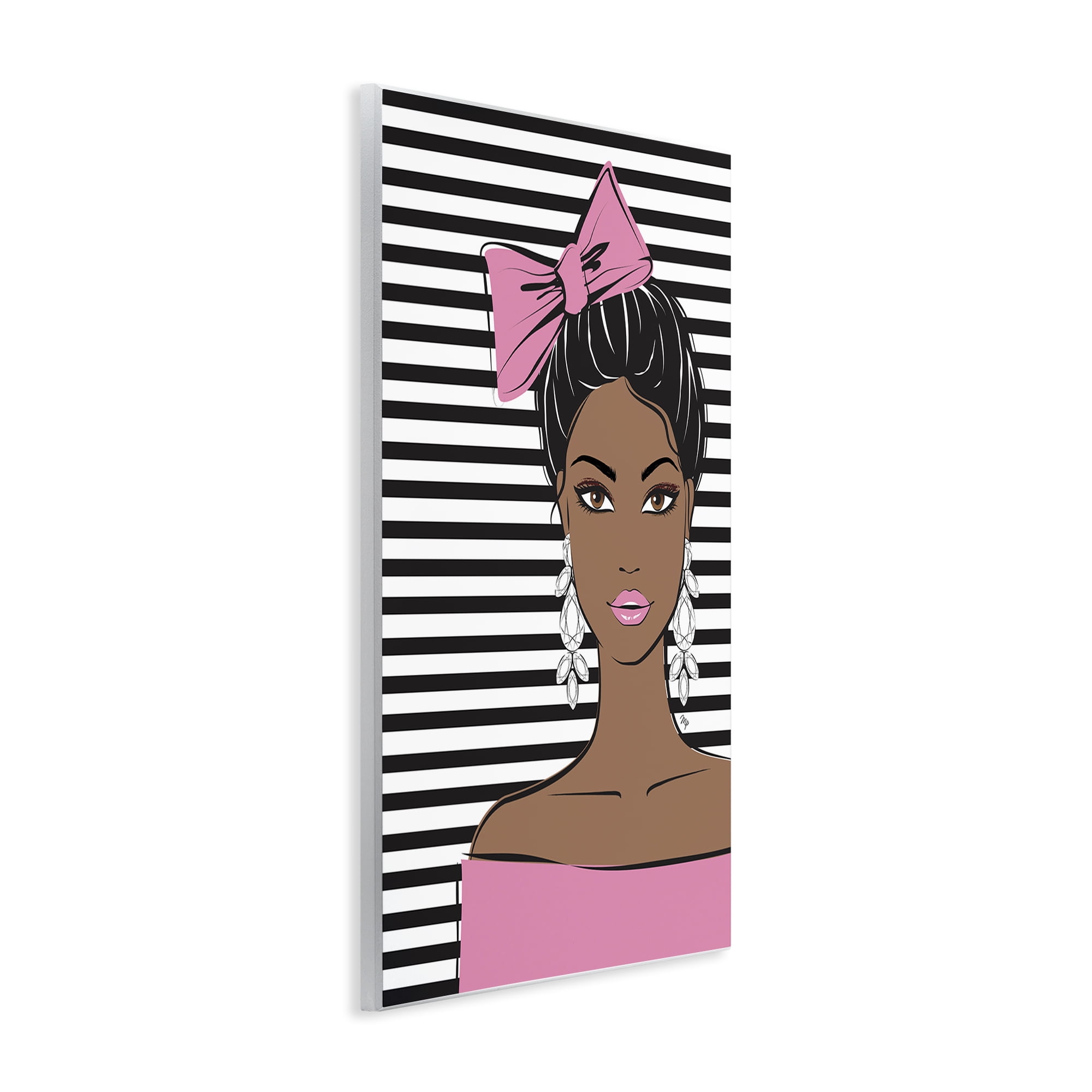 Stupell Industries Girl with Bow & Jewel Earrings Wall Plaque Art, design by Martina Pavlova