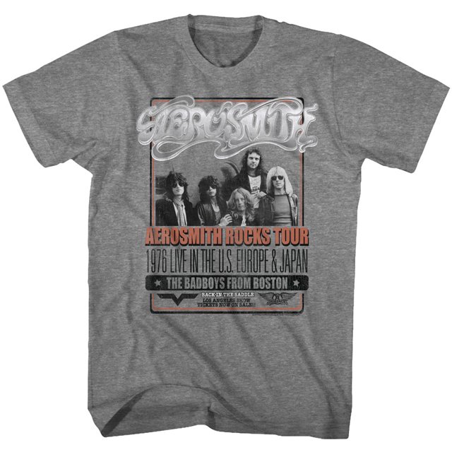 Aerosmith Badboys From Boston Graphite Heather Adult T-Shirt 4Xl