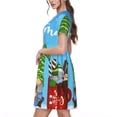 thumbnail image 2 of Haiem Merry Christmas Gnome Pattern Women's Short-Sleeve Scoop Neck Swing Dress, 2 of 6