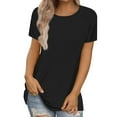 thumbnail image 6 of DondPO Women's T-Shirts Womens Short Sleeve Round Neck Shirts Summer top Fashion Basic Tee Shirts for Women Womens tops Black 2XL, 6 of 9