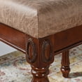 thumbnail image 6 of Vanity Bench Stool with Padded Cushion, Piano Bench with Solid Wood Carving Legs, Home Chairs Button Breathing Leather Upholstered Seat, 18.5” x 14.2” x 19.1” Easy Assembly, Yellowish Brown FD1533LT, 6 of 18