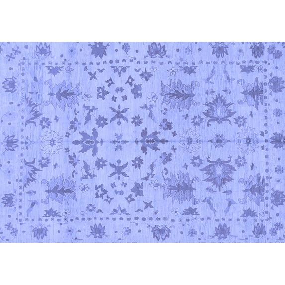 Ahgly Company Machine Washable Indoor Rectangle Oriental Blue Traditional Area Rugs, 5' x 7'