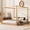 Natural, variant on Harper & Bright Designs King Size Canopy Floor Platform Bed, Solid Wood 4 Post Canopy Bed Frame for Bedroom, White