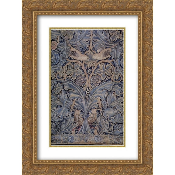 William Morris 2x Matted 20x24 Gold Ornate Framed Art Print 'Cabbage and vine tapestry'