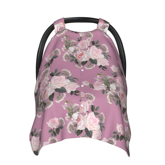 Car Seat Cover Baby - Ligtt Pink Rose Flowers Breathable Infant Car Seat Cover for Baby Carseat, Lightweight Comfort Baby Essentials Must Haves Newborn Stuff for Girl Boy