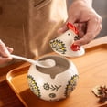 thumbnail image 3 of KRQAP 400ml Ceramic Rooster Spice Jar with Lid and Spoon Cute Underglaze Condiment Pot Moistures-Proof Kitchen Storage for Saltes Sugars Seasoning, Home Items on Sales, 3 of 6
