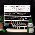 thumbnail image 2 of Jewelry Organizer, 144 Holes (White) with Wooden Base, Hanging Earring Holder, 2 of 5