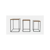 Jofran Brody Square Modern Rustic Solid Wood and Metal Nesting End Tables - Set of 3