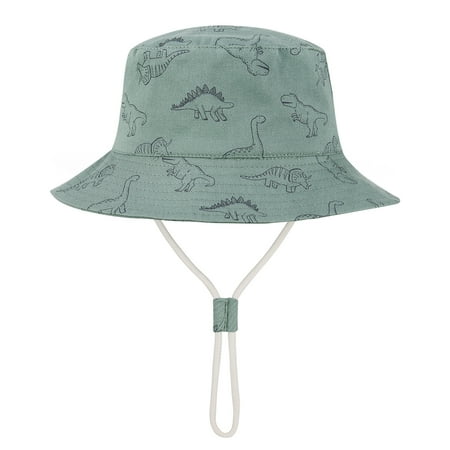 

American Trends Baby Sun Hat UPF 50+ Sun Protection Summer Beach Hat Cute Baby Bucket Hat Wide Brim Toddler Sun Hats for Boys Girls Seaweed Blue Dinosaur L