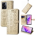 thumbnail image 2 of Funda Cartera FOXDOCK para OPPO A77 , Flip PU con Relieve de Gatos y Perros, Tarjetero y Soporte, 2 of 6