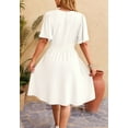 thumbnail image 4 of Women'S Dress 2025 Summer Deep V Neck Elegant Ruffle Mini Dress Waist Dresses White XL, 4 of 8