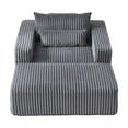 thumbnail image 2 of 75-Inch Corduroy Sponge Sofa Lounge Chair with Removable footrest,No Assembly Required,Fluffy Modern Sleeper Chair for Indoor Living Room Bedroom, 2 of 19