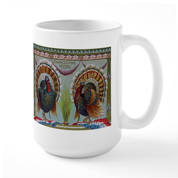 CafePress - Thanksgiving Greetings 1906 Mugs - 15 oz Ceramic Large White Novelty Mug