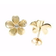 thumbnail image 2 of 925 sterling silver yellow gold plated Hawaiian plumeria flower earrings post stud cz 12mm, 2 of 3