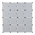 thumbnail image 4 of QXDRAGON  Modular Book Shelf Organizer Units, 16-Cube DIY Plastic Clothes Cubby Closet Cabinets Shelves Organizers with Door, Black, 4 of 9