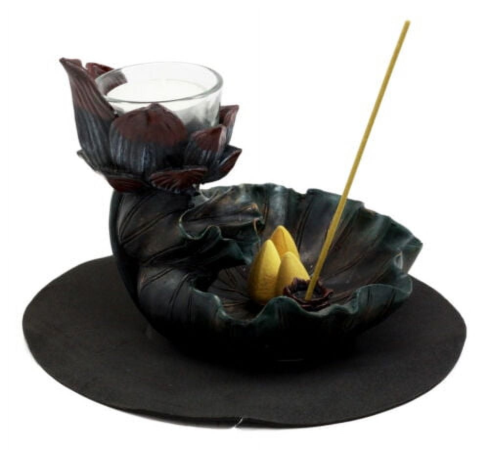 Ebros Zen Lotus Flower Incense Cone & Stick Burner Candle Holder Figurine