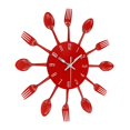 thumbnail image 4 of Reloj de pared Timelike para cubiertos de cocina con forma de cuchara y tenedor, 32 cm, rojo, 4 of 8