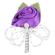 thumbnail image 1 of Broche de boda con ramillete floral para novios y novias, color morado oscuro, con rosas artificiales y perlas, 1 of 8