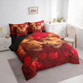 thumbnail image 3 of Homewish Romantic Lion Animal Twin Bedding Sets 7-Piece, Rose Floral Flower Bedding Comforter Set, Couple Valentine's Day Reversible Sheet Sets, Breathable Home Decor, 3 of 7