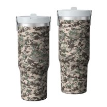 30oz Tumbler with Swivel Handle, Vacuum Insulated Stainless Steel Travel Mug with 2-in-1 Straw Lid, Camo Print