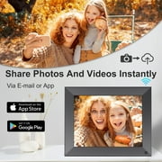 FULLJA WiFi Digital Picture Frame, IPS Touch Screen Smart Cloud Photo Frame with 16GB Storage, Easy Setup to Share Photos or Videos via Free Frameo APP, Auto-Rotate, Wall Mountable 10.1 inch