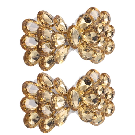 FOMIYES 2-Pack Golden Rhinestone Bow Shoe Clips Decorative Accessories for Heels, Sneakers, and Flats