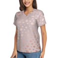 thumbnail image 2 of Honeii Rose Gold Abstract Spots 1 Print Women's Classic V-Neck T-Shirt,Womens Fashion Tops,Stylish Everyday Top for Women, Casual Summer Spring Outfits Clothes-Small, 2 of 5