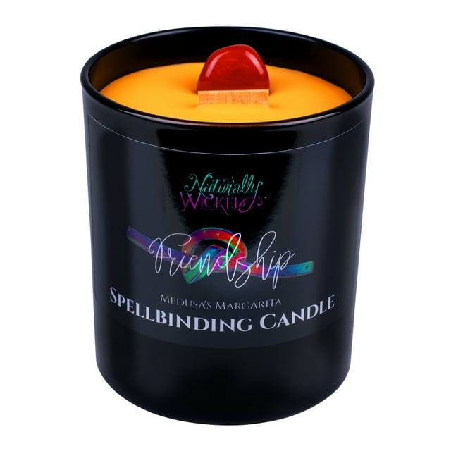 Naturally Wicked Spellbinding Friendship Candle – Red Jasper Crystal | Medusa’s Margarita Scent | Gift Boxed